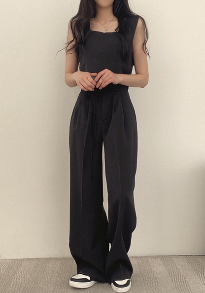 [Korean style square collar short vest suit]