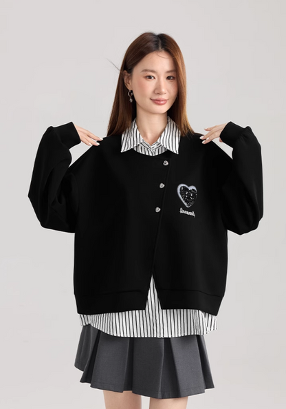 Bright diamond love patchwork sweatshirt