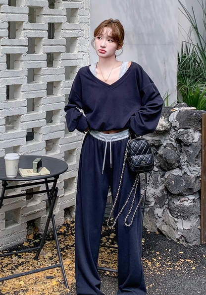 Fake two piece off shoulder suit