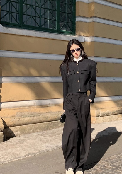 Premium black long sleeve suit
