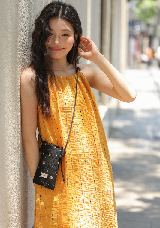 Yellow tassel suspender dress