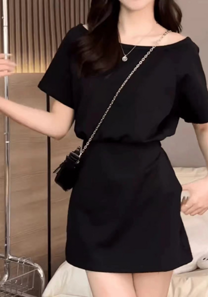 Off-the-shoulder T-shirt dress