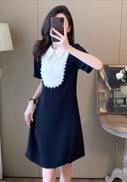 Polo collar beaded skirt