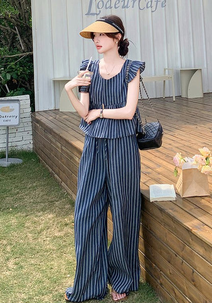 藍條紋套裝