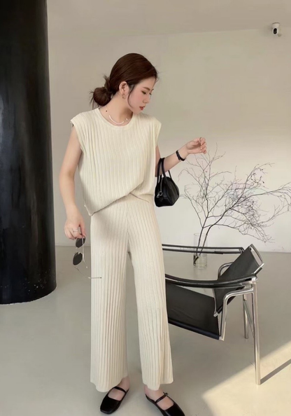 [Summer knitted sweater vest set]
