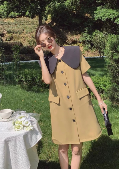 [French style baby doll collar suit skirt]