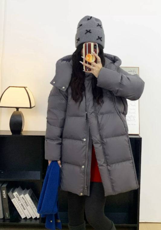 中長款連帽羽絨服
