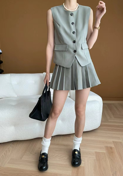Suit vest + skirt suit