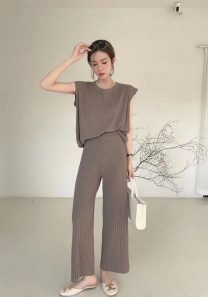 [Summer knitted sweater vest set]