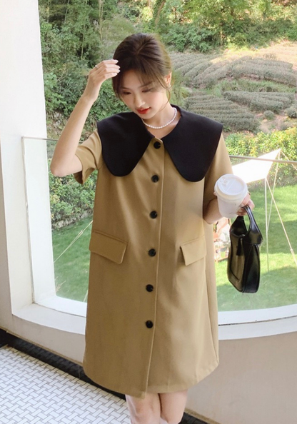 [French style baby doll collar suit skirt]