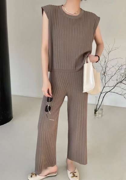 [Summer knitted sweater vest set]