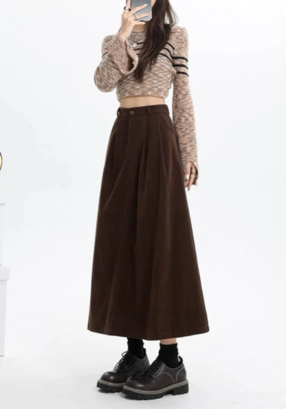 棕色燈芯絨半裙