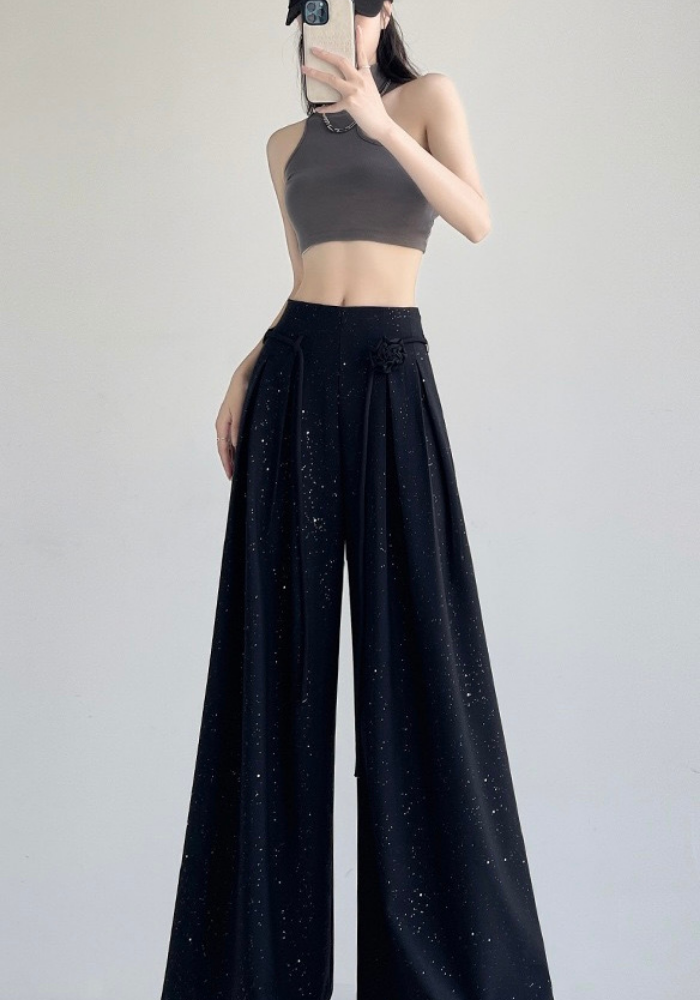 Strappy flower suit wide leg pants