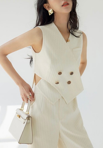 [Striped cross vest set]