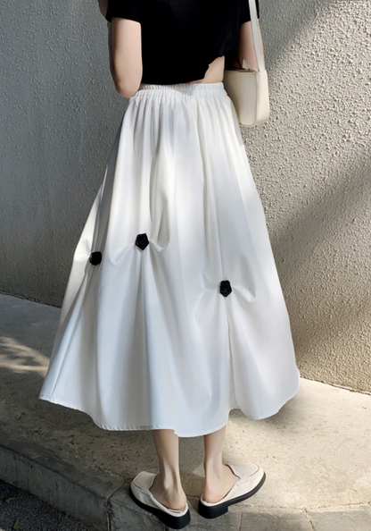 irregular pleated floral skirt