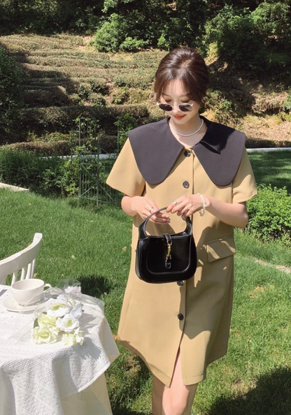 [French style baby doll collar suit skirt]