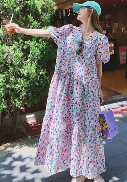 小清新碎花連身裙