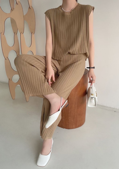 [Summer knitted sweater vest set]