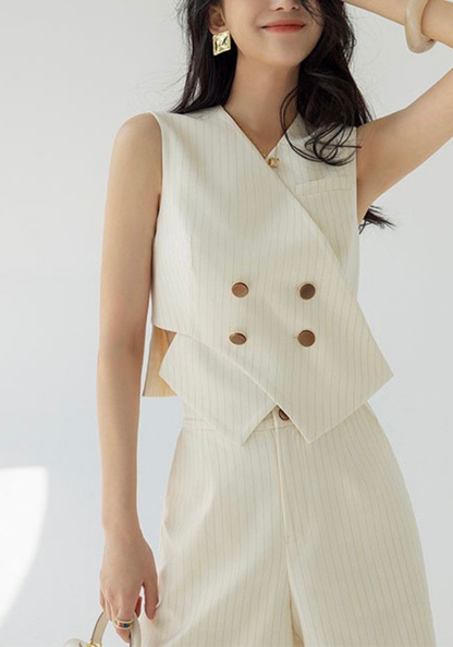 [Striped cross vest set]