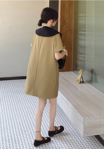 [French style baby doll collar suit skirt]