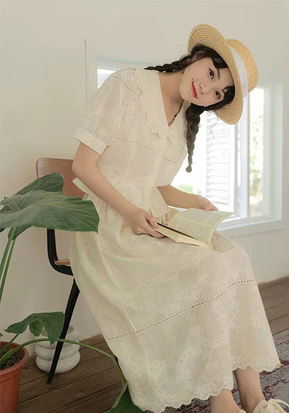Lapel crocheted short-sleeved shirt suit