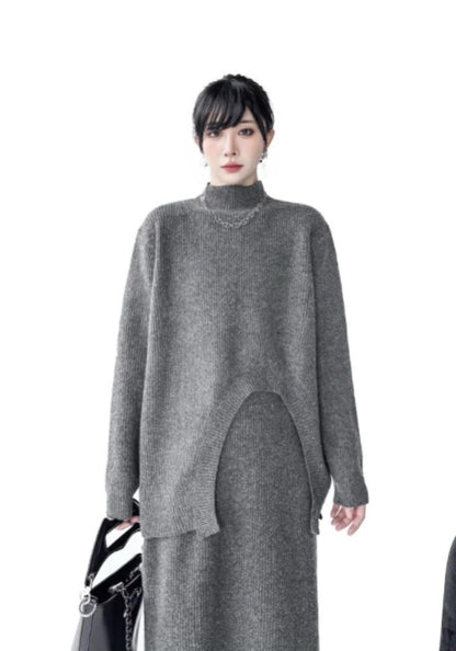 Grey sweater dress set