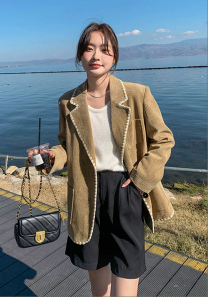 卡其燈芯絨西裝