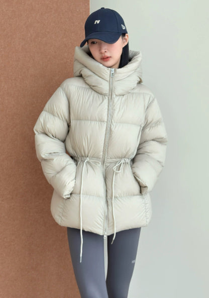 抽繩收腰羽絨服