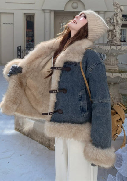 牛仔羊毛外套