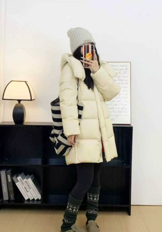 中長款連帽羽絨服