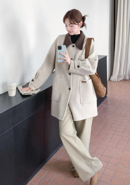 Brown collar wool coat