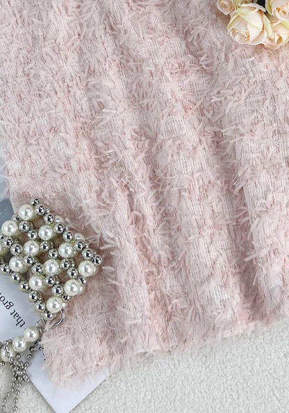 Small pink wool A-line skirt