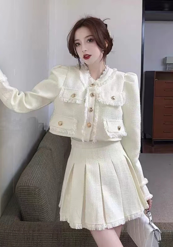 Xiaoxiang style high waist skirt suit