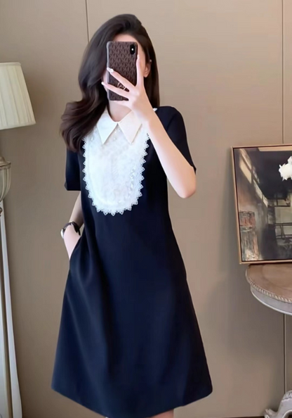 Polo collar beaded skirt