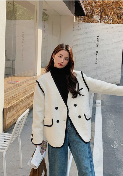 Xiaoxiangfeng black edge wool jacket
