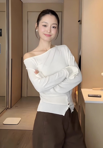 Designer off-shoulder long sleeves