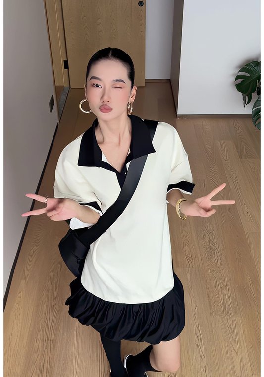 韓系黑白寬鬆裙