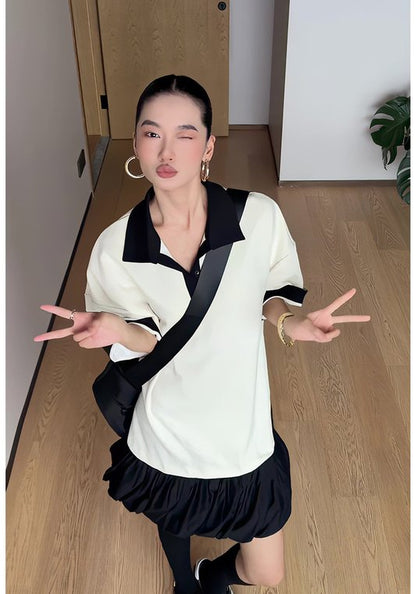 韓系黑白寬鬆裙