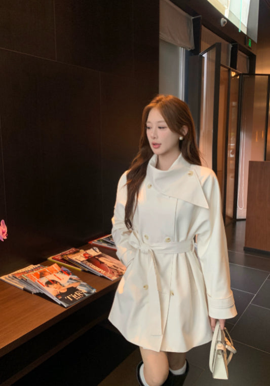 高級卡其短風衣