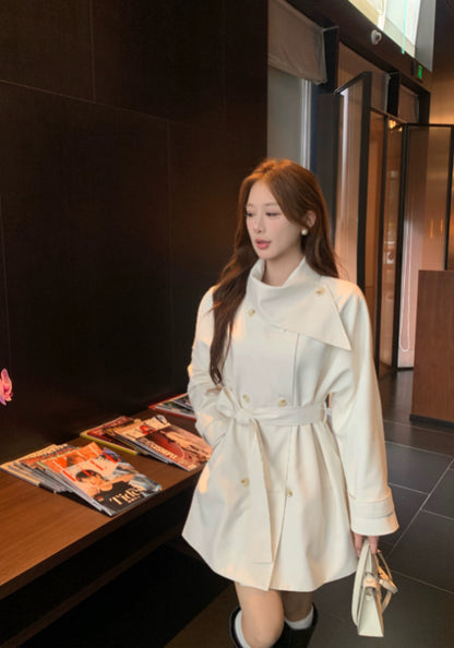 高級卡其短風衣