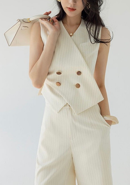 [Striped cross vest set]