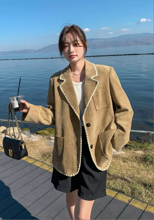 卡其燈芯絨西裝