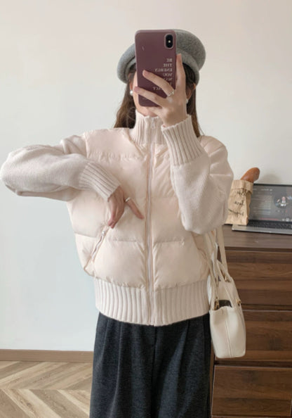 針織拼接羽絨服