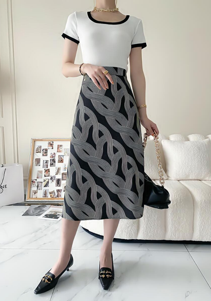 [Vintage spiral print skirt]