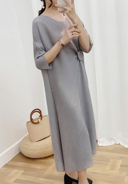 [Elastic pleated twist long skirt]