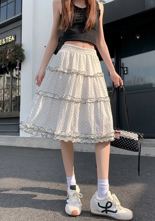 木耳邊波點半裙