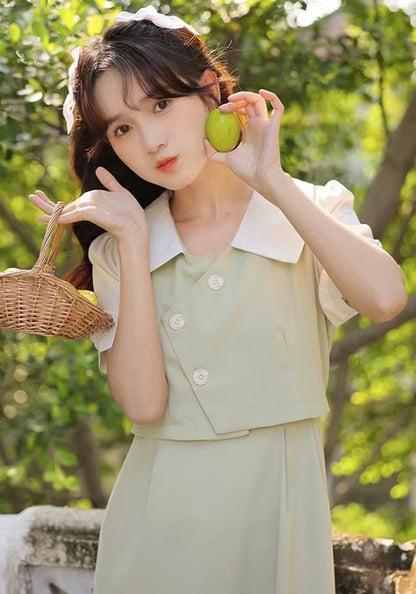 retro patchwork long skirt