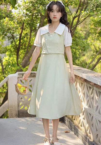 retro patchwork long skirt