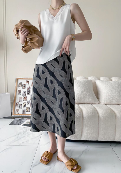 [Vintage spiral print skirt]