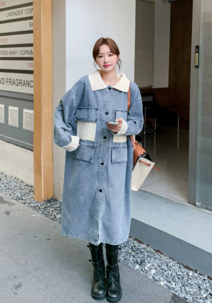 牛仔針織長開衫